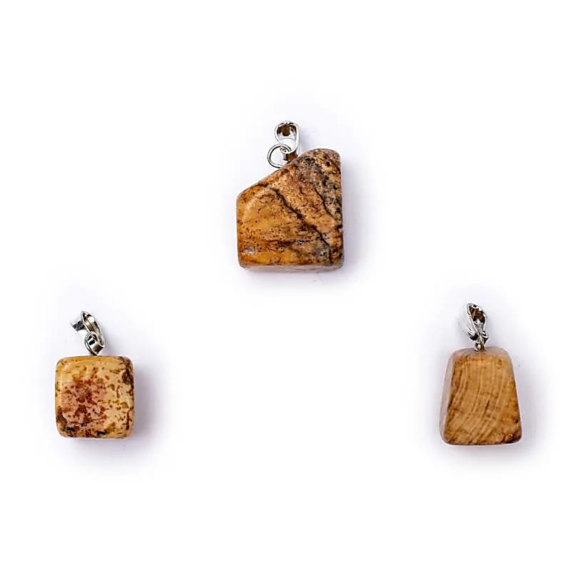 Pendentif en pierre roulée Jasper Landscape