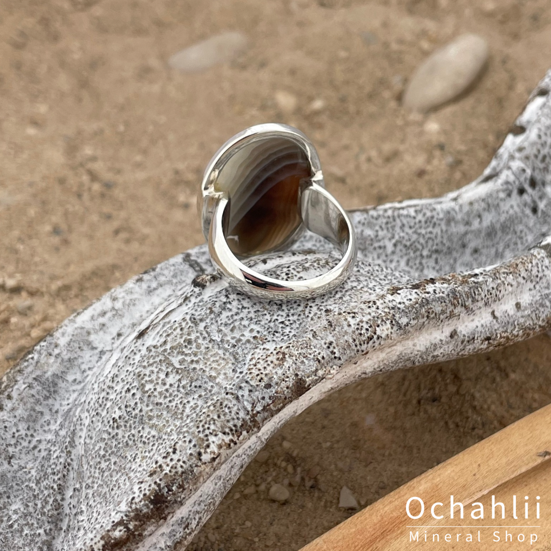 Bague agate argent taille 55