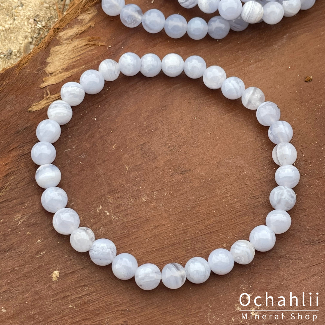 Bracelet fendu Agate Dentelle Bleue (Calcédoine)