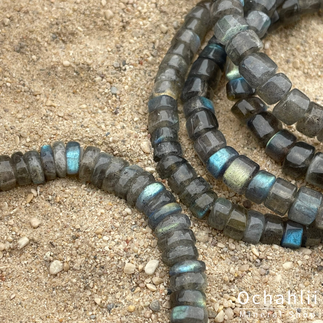 Labradoriet armband rondel 6x7mm