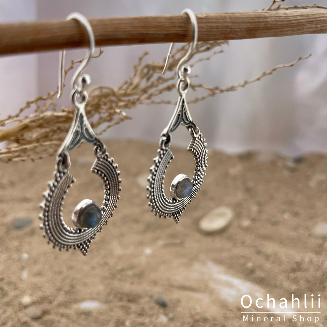 Boucles d'oreilles en argent labradorite