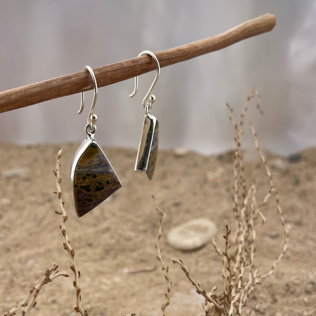 Boucles d'oreilles argent jaspe océan