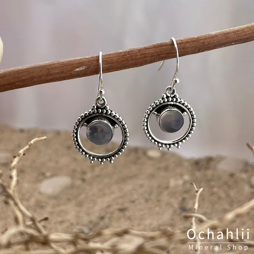 Rose quartz silver earrings