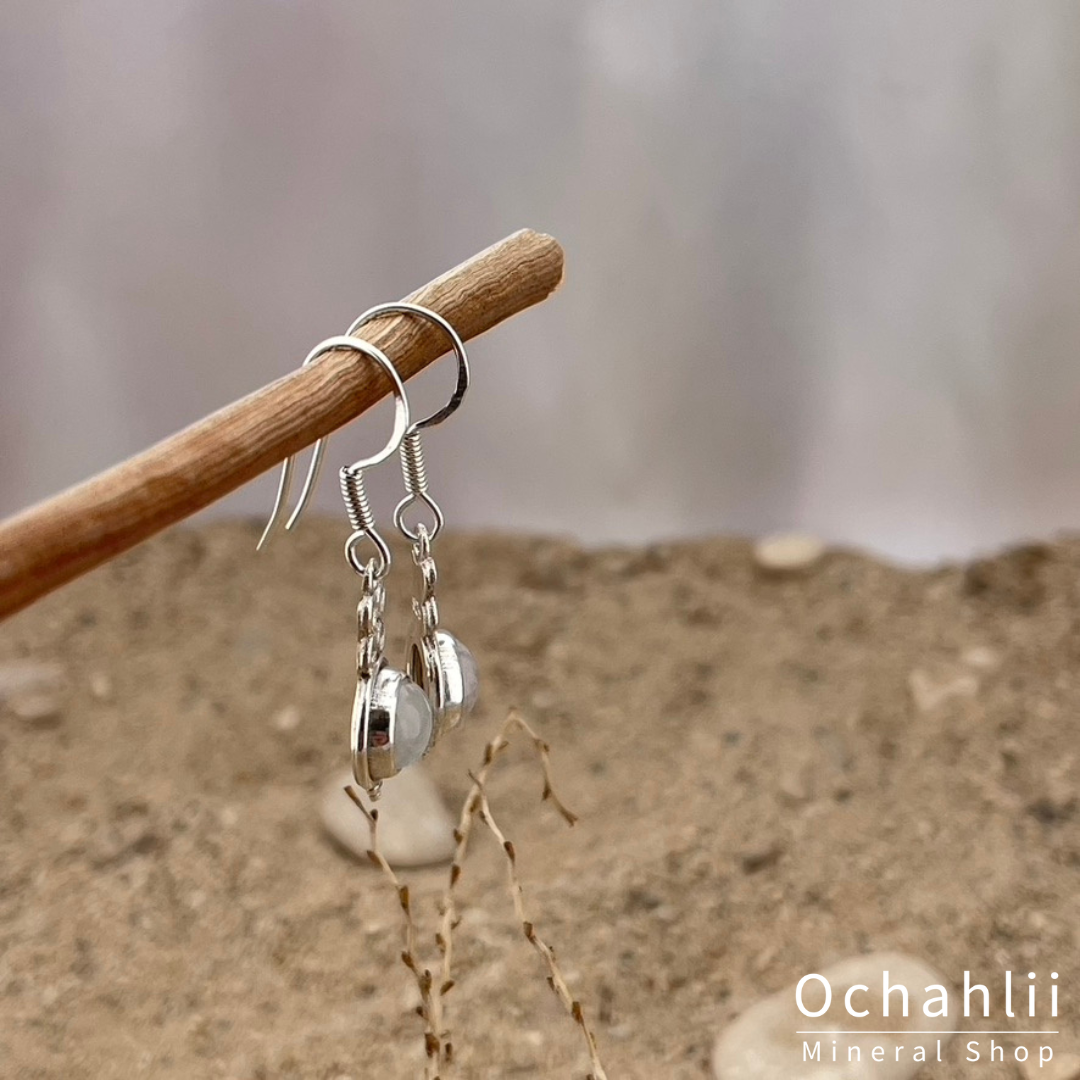 Rose quartz silver earrings