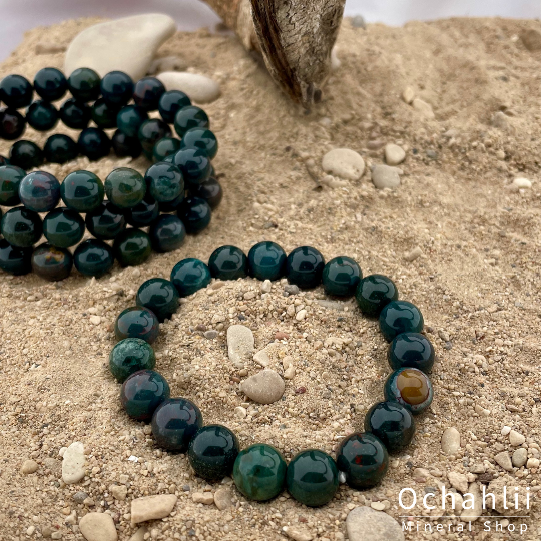 Heliotroop (Bloedjaspis) armband 10mm