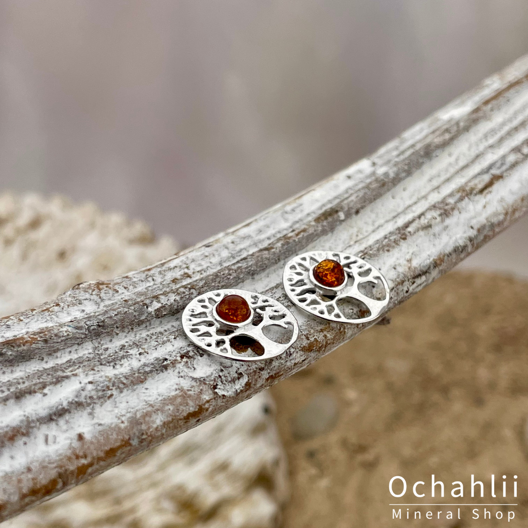 Pendientes de plata con ámbar