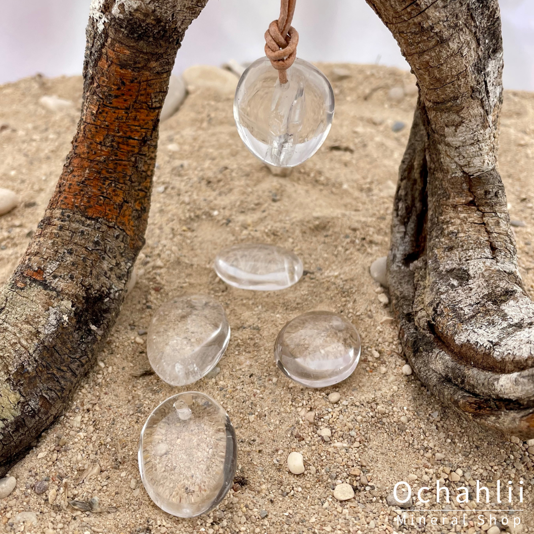 Bergkristal doorboorde hanger