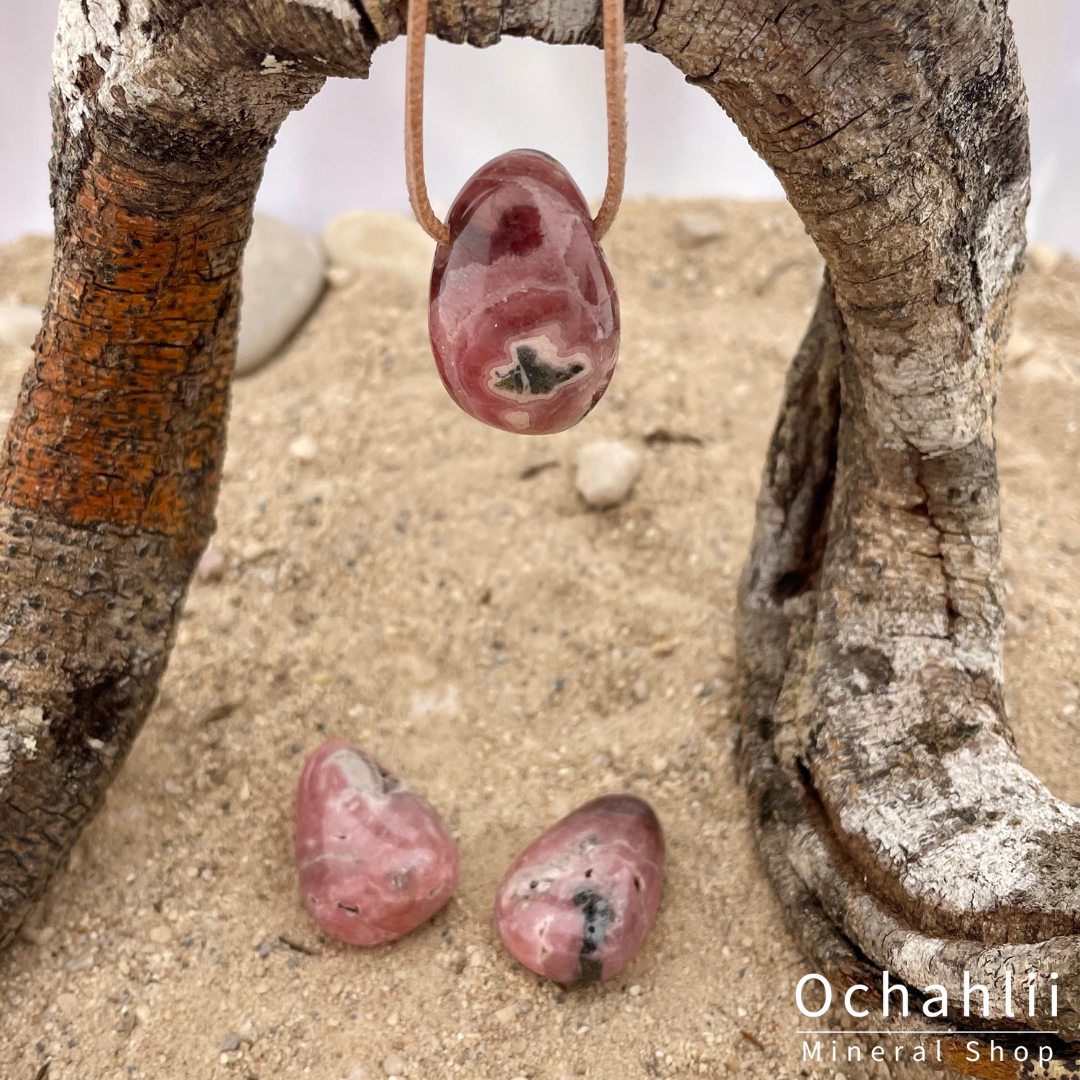 Rhodochrosiet doorboorde hanger