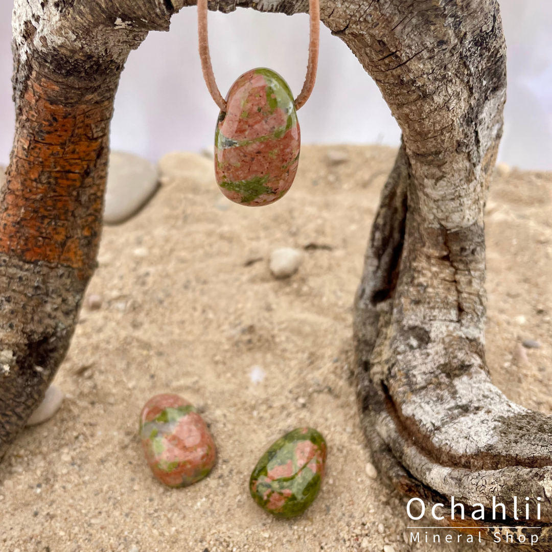 Unakite-Epidote pierced pendant