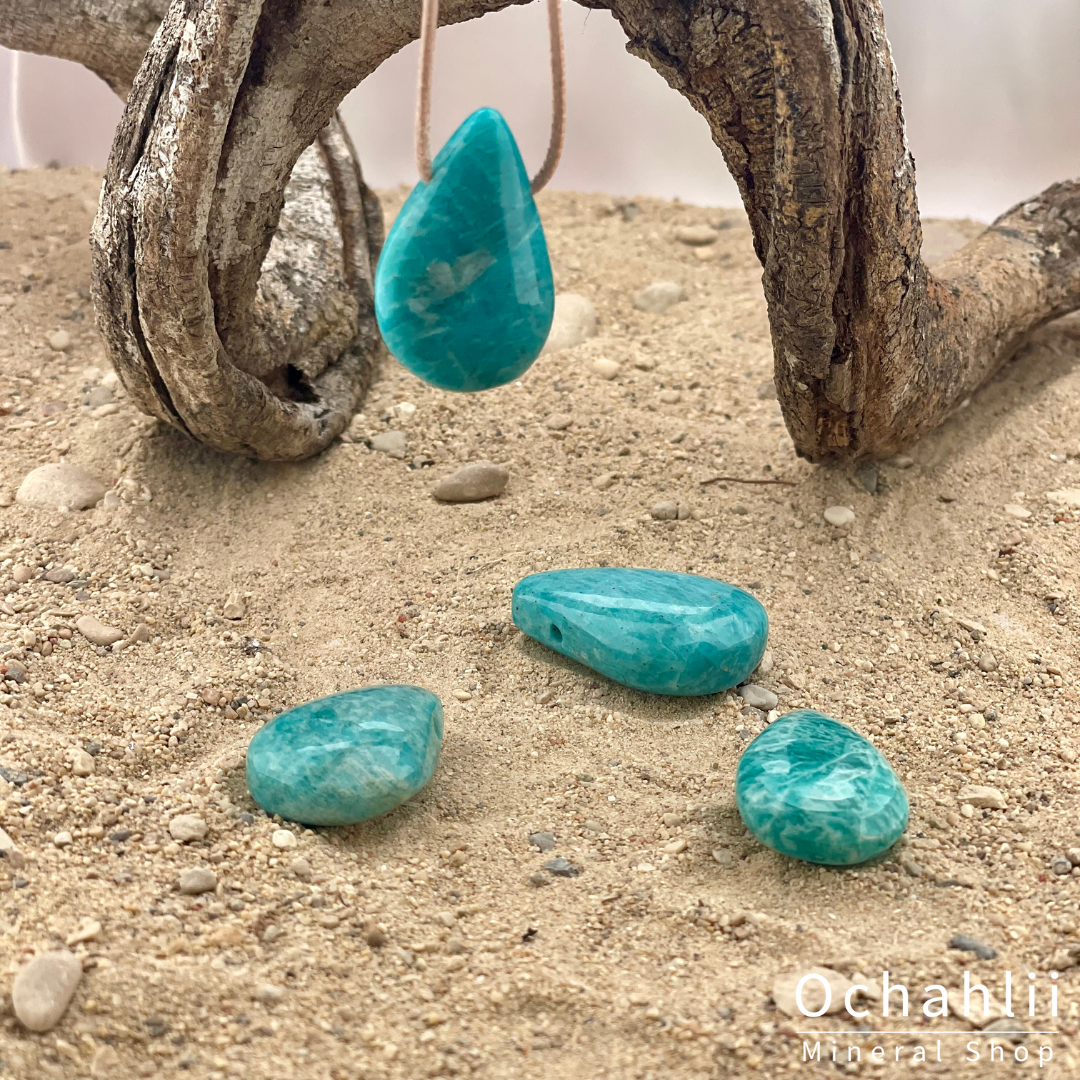 Amazonite pierced pendant