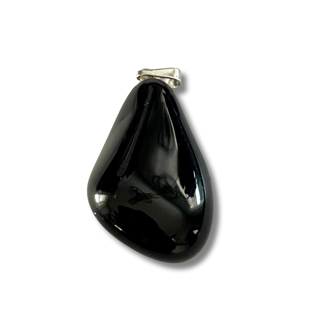 Colgante de piedra de tambor Obsidiana negra