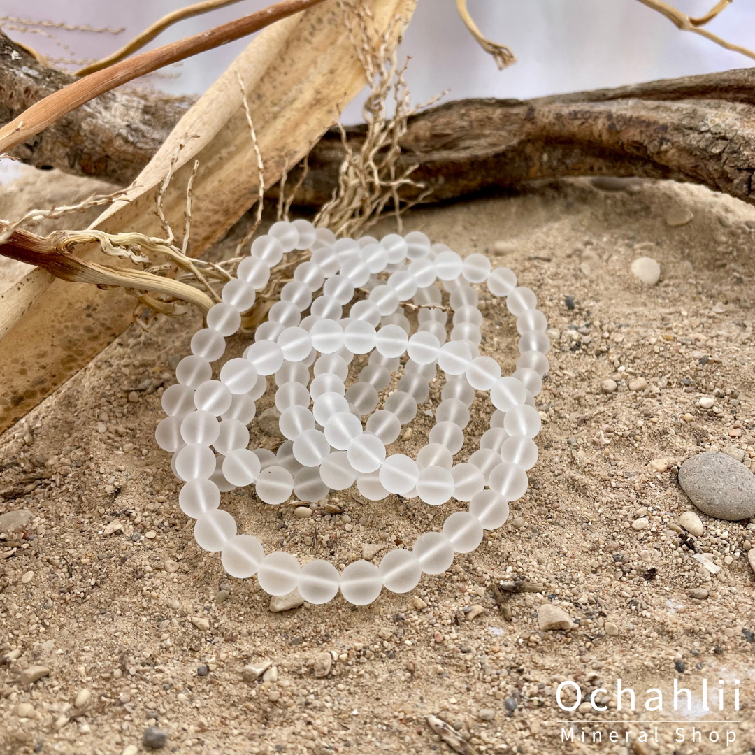 Bracelet cristal de roche 8 mm mat