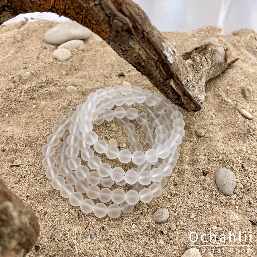 Pulsera de cristal de roca 8 mm mate