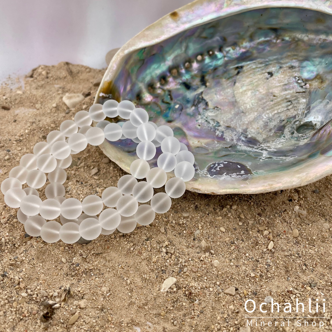 Pulsera de cristal de roca 10 mm mate