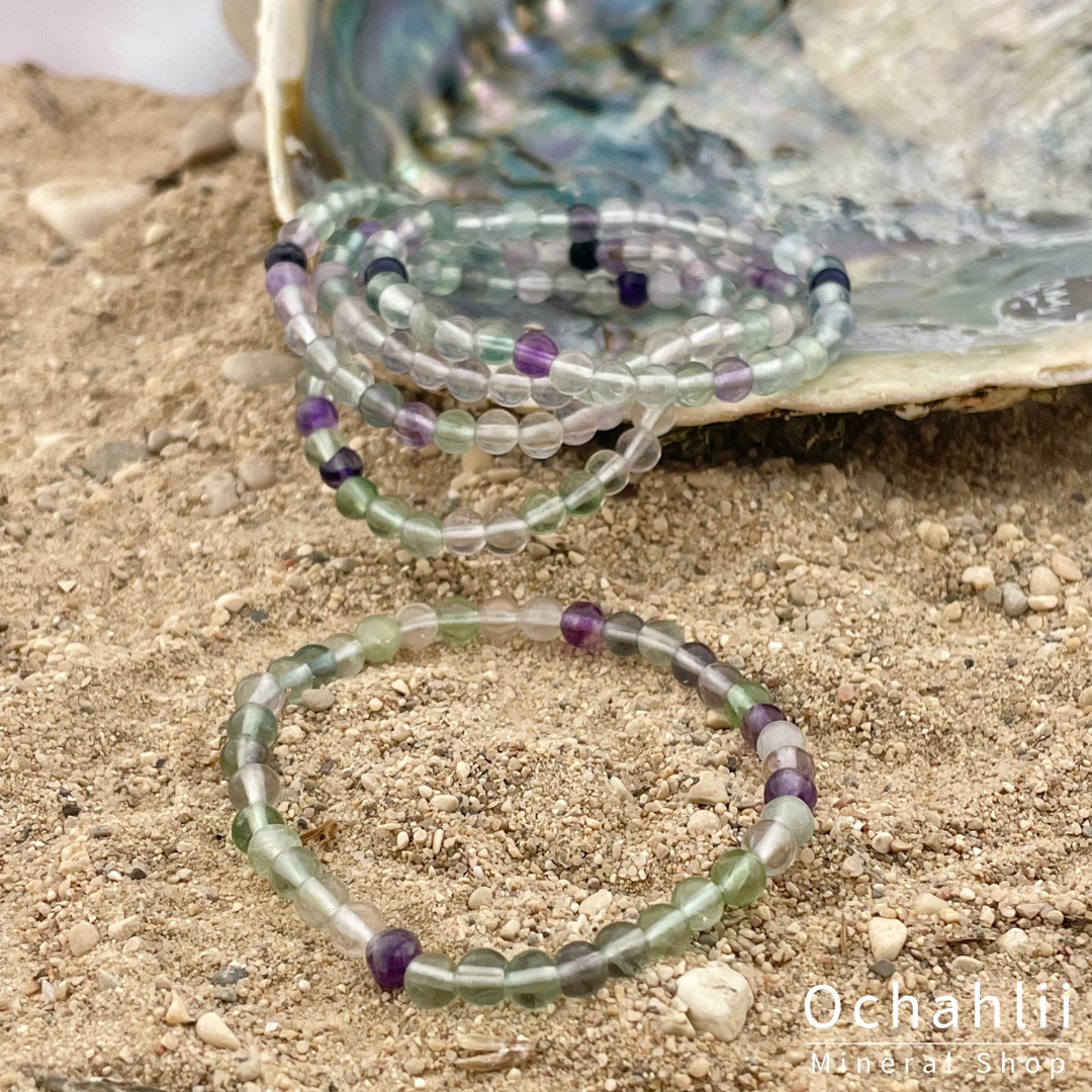 Bracelet fluorite vert-violet 4mm
