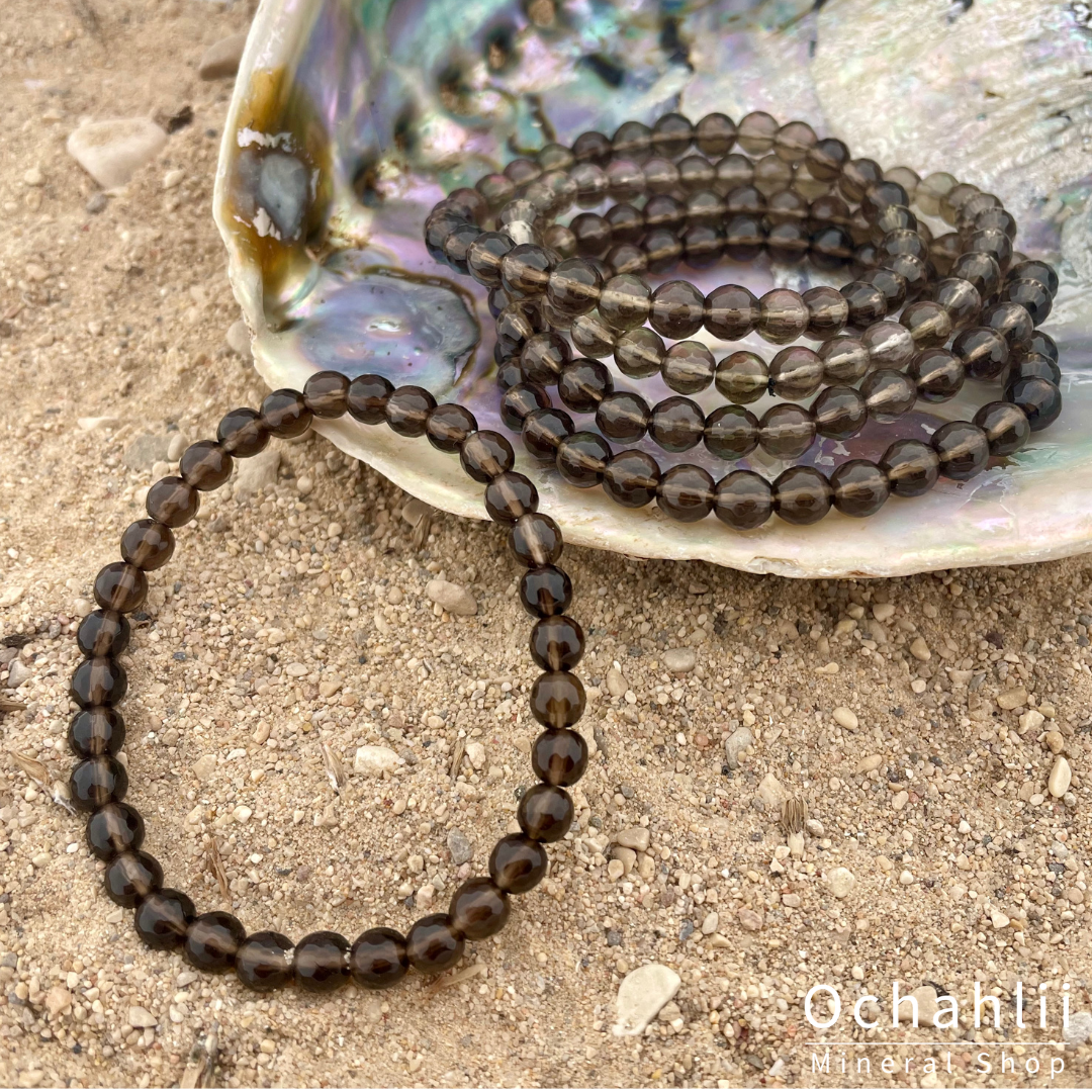 Smoky quartz bracelet facet 6mm