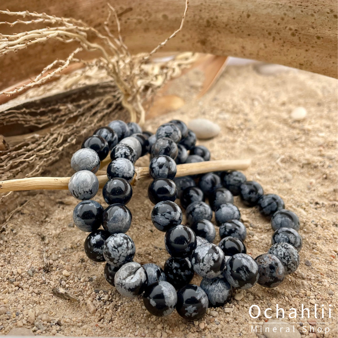 Obsidiaan sneeuwvlok armband 10mm