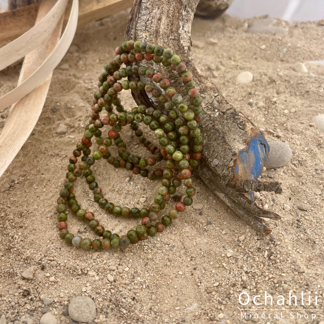 Unakite-Epidote bracelet 4mm