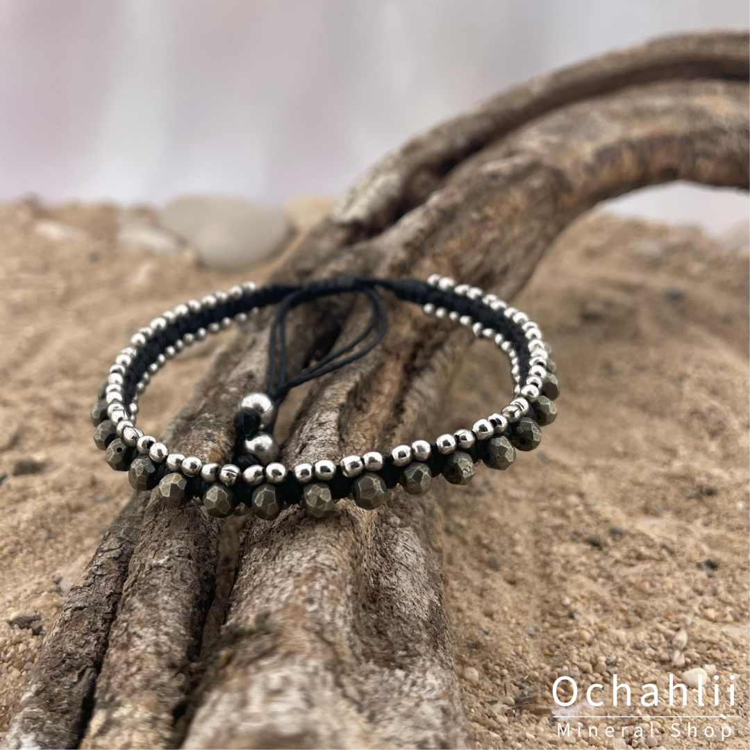 Pulsera de pirita facetada de 4 mm