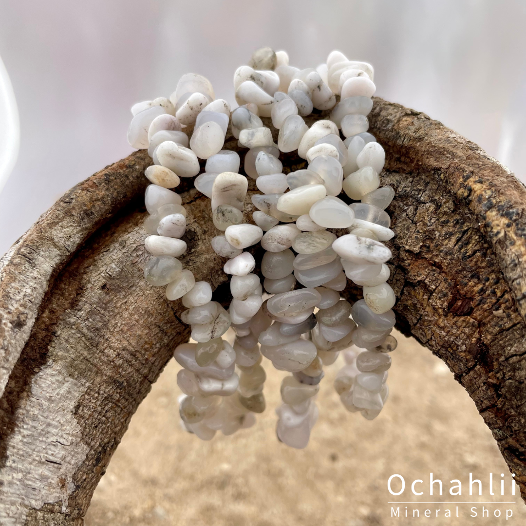 Agaat wit/grijs splitarmband