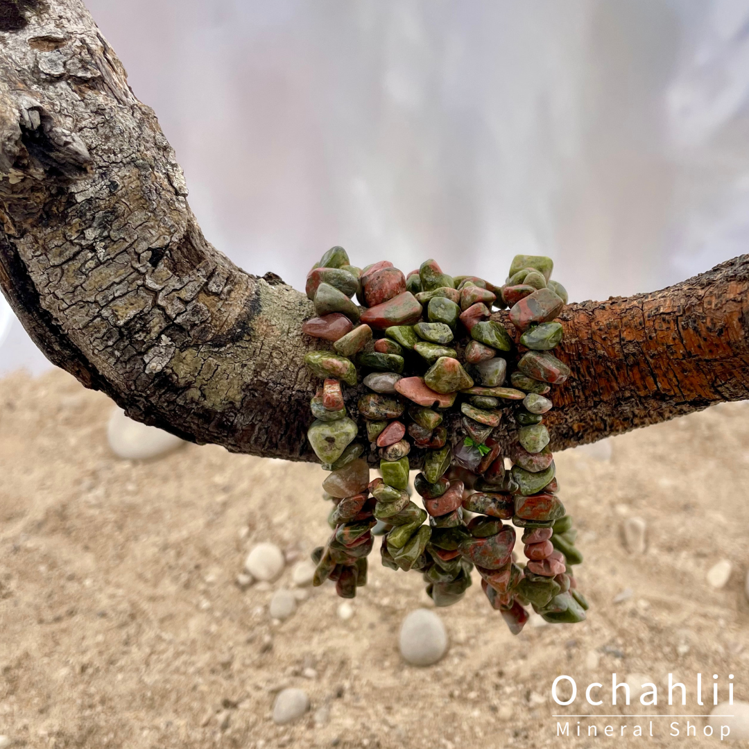 Unakite-Epidote split bracelet