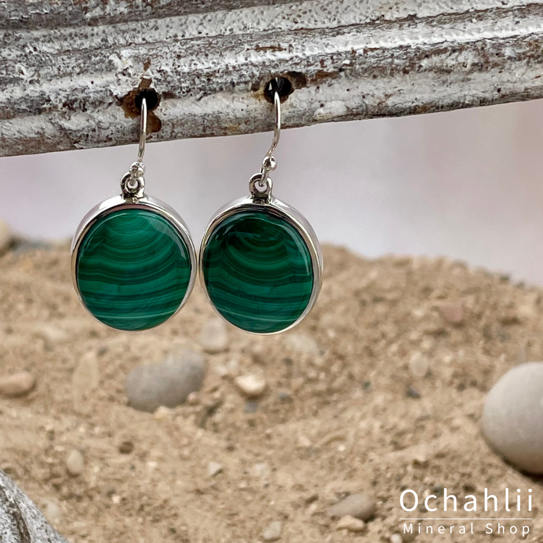 Malachite silver earrings