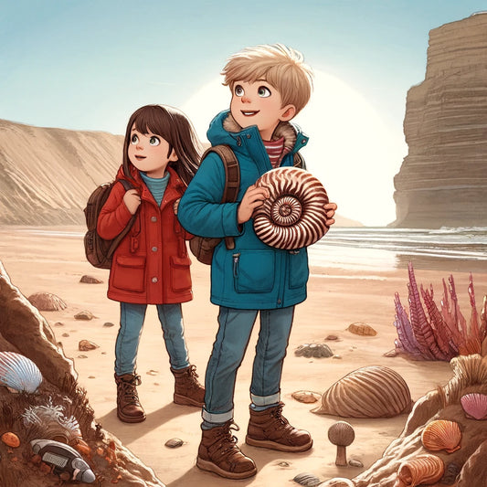 🌊 Schatten van de Oertijd: Timo en Lina's Ontdekking van Ammonieten aan de Kust van Cap Blanc Nez 🐚