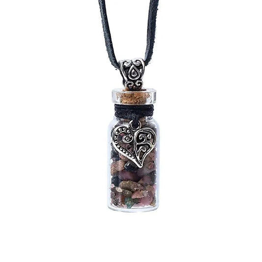 Gift bottle on a cord Tourmaline and heart