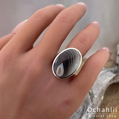 Bague agate argent taille 55