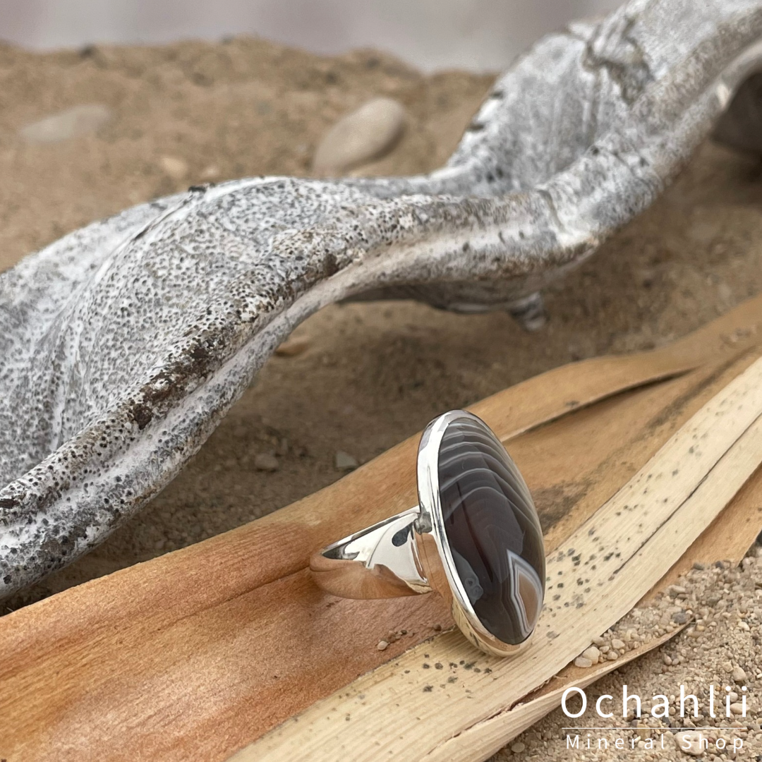 Bague agate argent taille 55