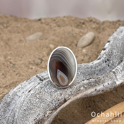 Bague agate argent taille 55
