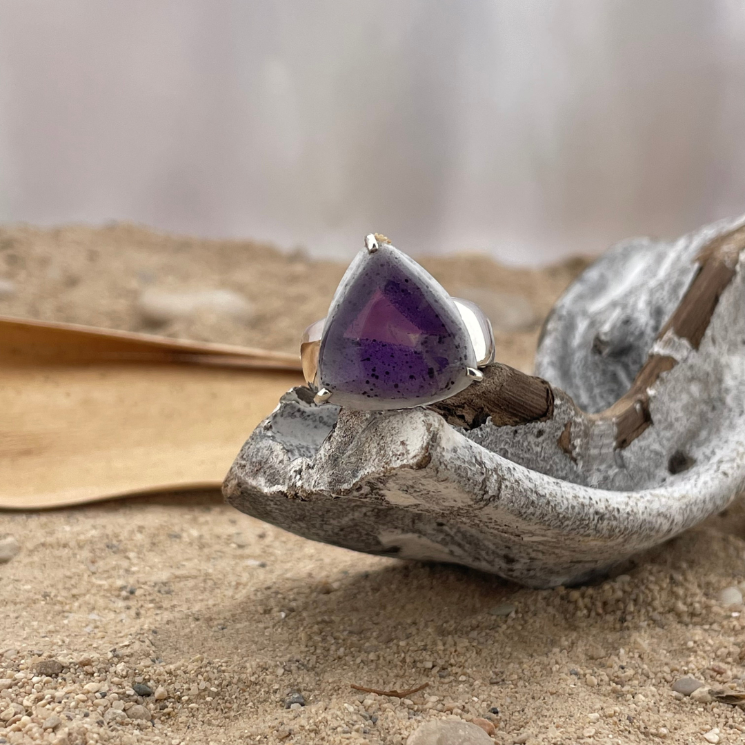 Anillo de plata Amethist-Elestiaal-Ster (México) talla 57