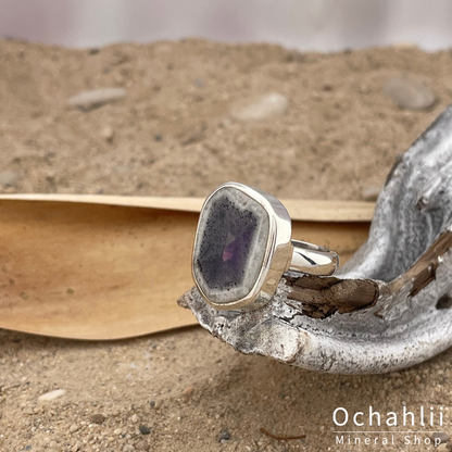 Amethyst-Elestial-Star silver ring size 55+