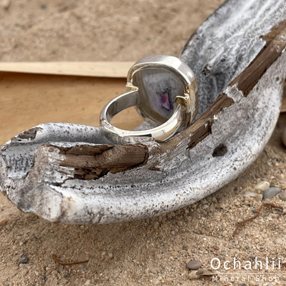 Amethyst-Elestial-Star silver ring size 55+