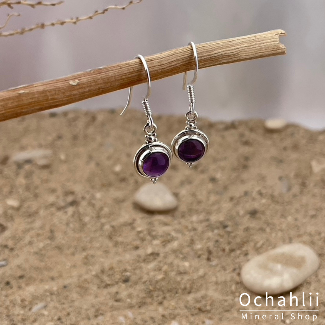 Amethyst silver earrings