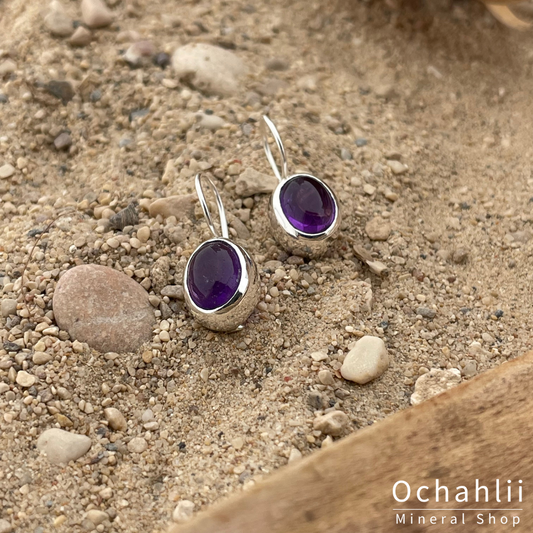 Amethist zilveren oorhangers