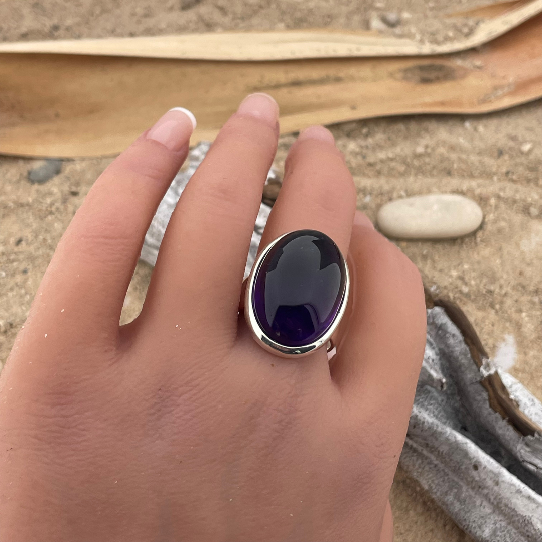 Bague en argent améthyste taille 61