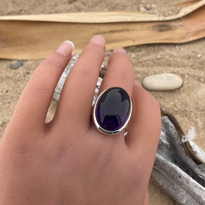 Bague en argent améthyste taille 61