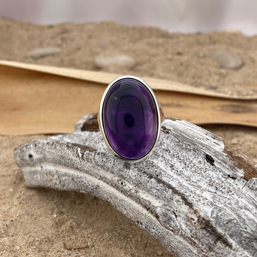 Bague en argent améthyste taille 61