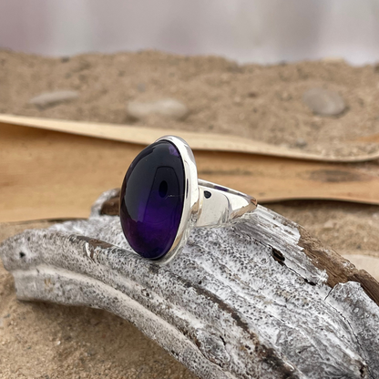 Bague en argent améthyste taille 61