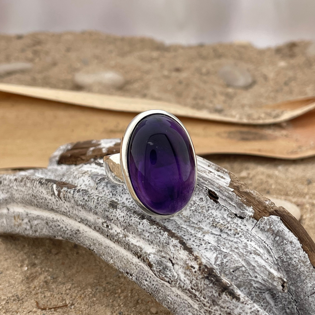 Bague en argent améthyste taille 61