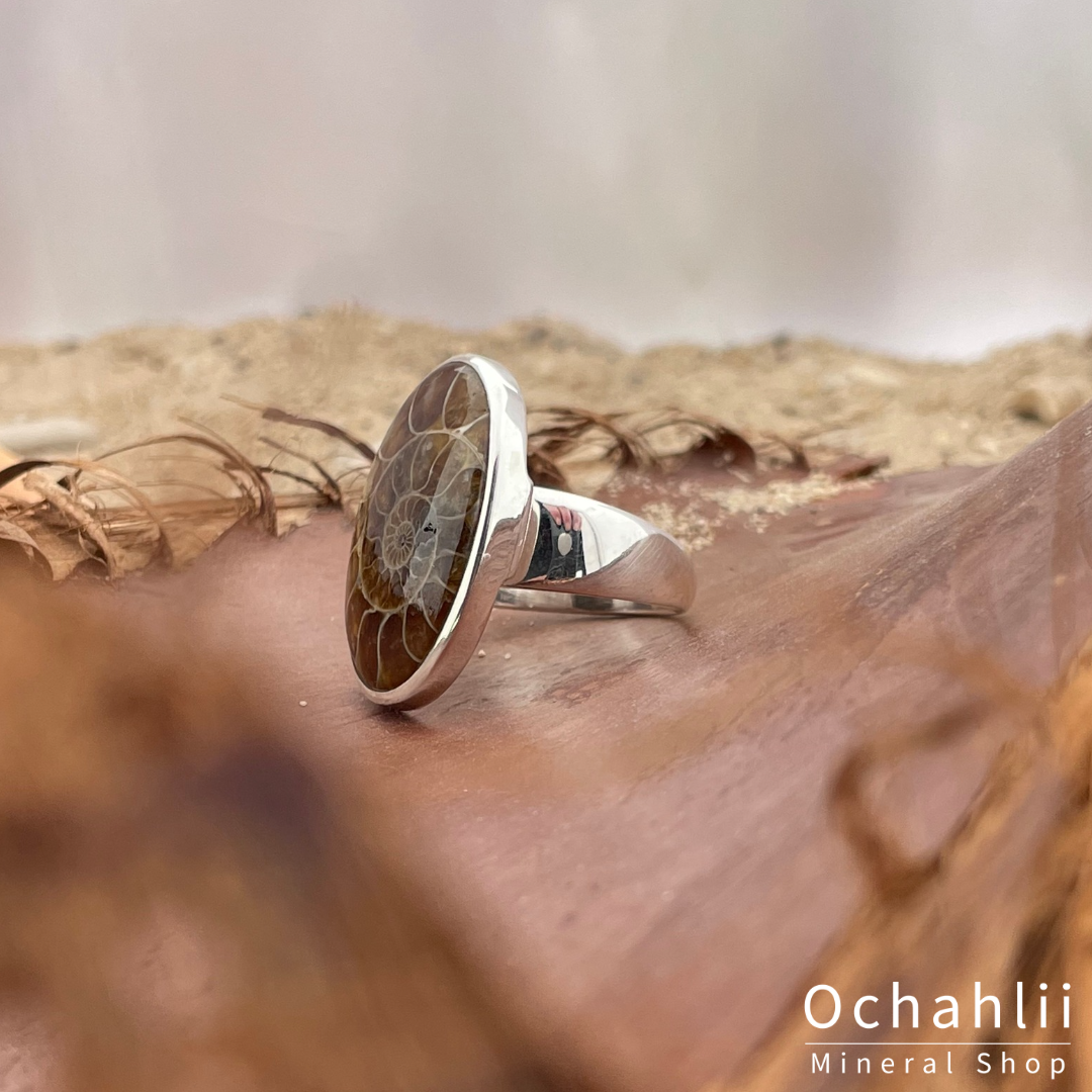 Ammonite silver ring size 61 