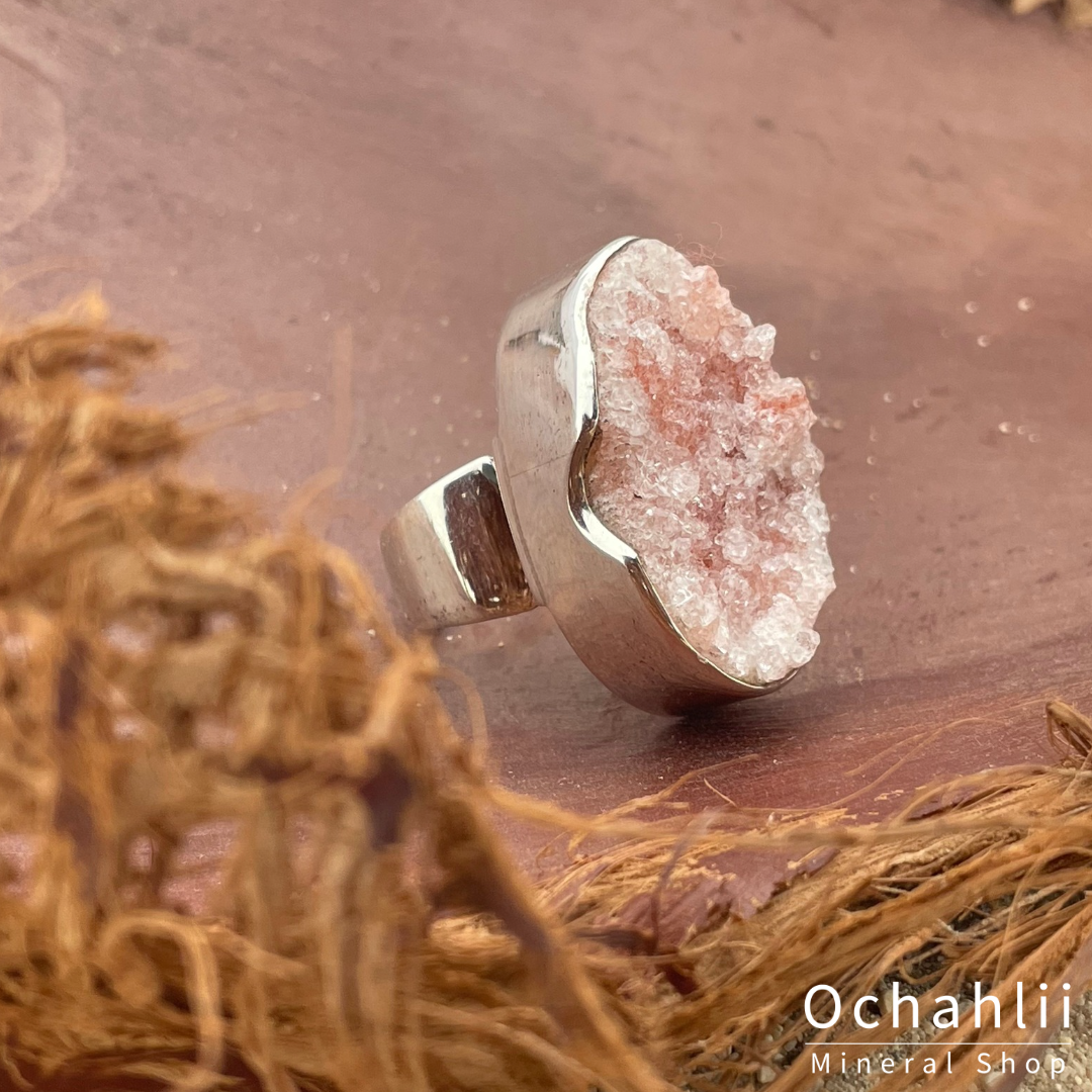 Apophyllite silver ring size 53