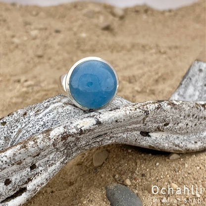 Anillo de plata con aguamarina. tamaño 54