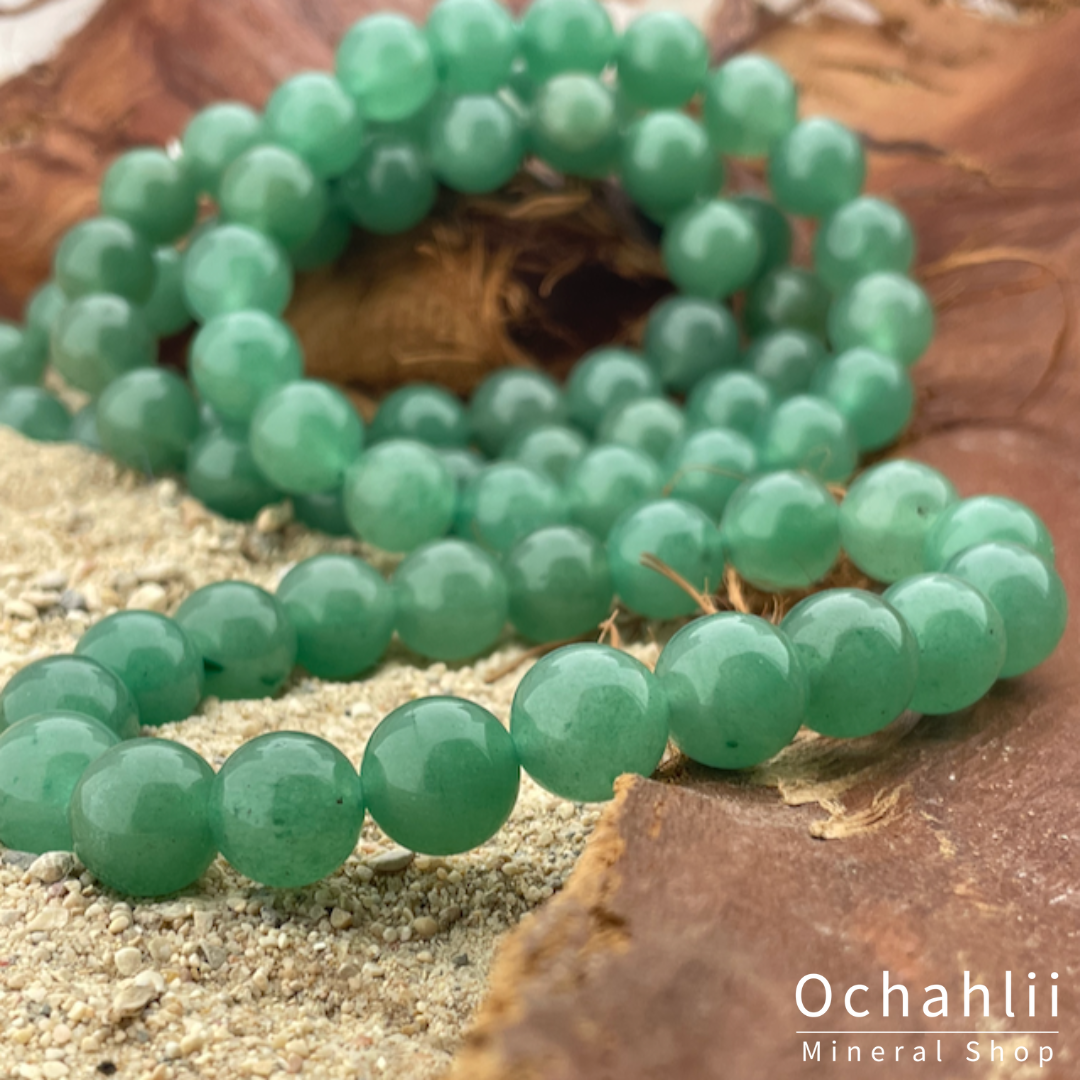 Pulsera de aventurina verde de 10 mm