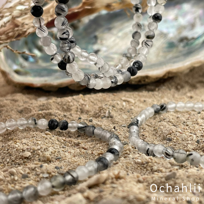 Rutielkwarts zwart armband 4mm