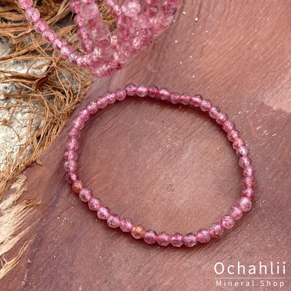 Aardbeikwarts armband facet 4mm