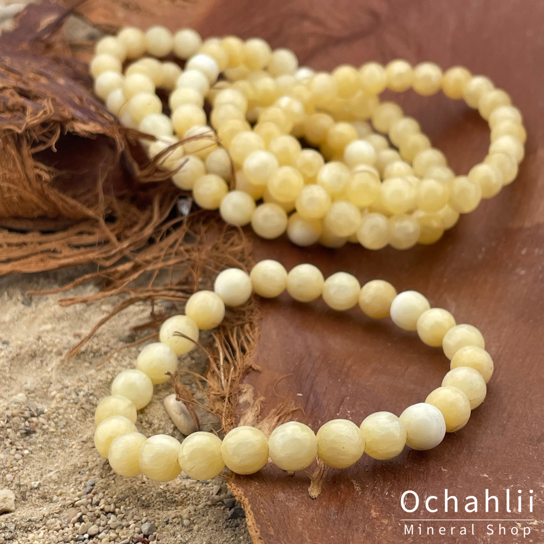 Pulsera de aragonito amarillo de 8 mm