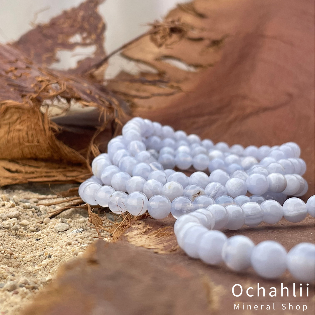 Bracelet fendu Agate Dentelle Bleue (Calcédoine)