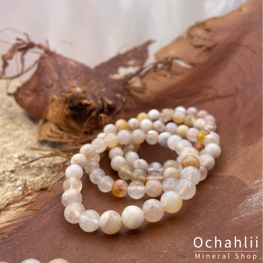 Pulsera de flor de ágata 8mm